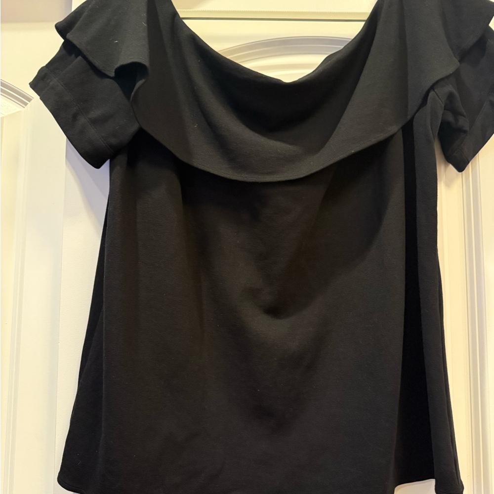 Ann Taylor Black Off-Shoulder Tee